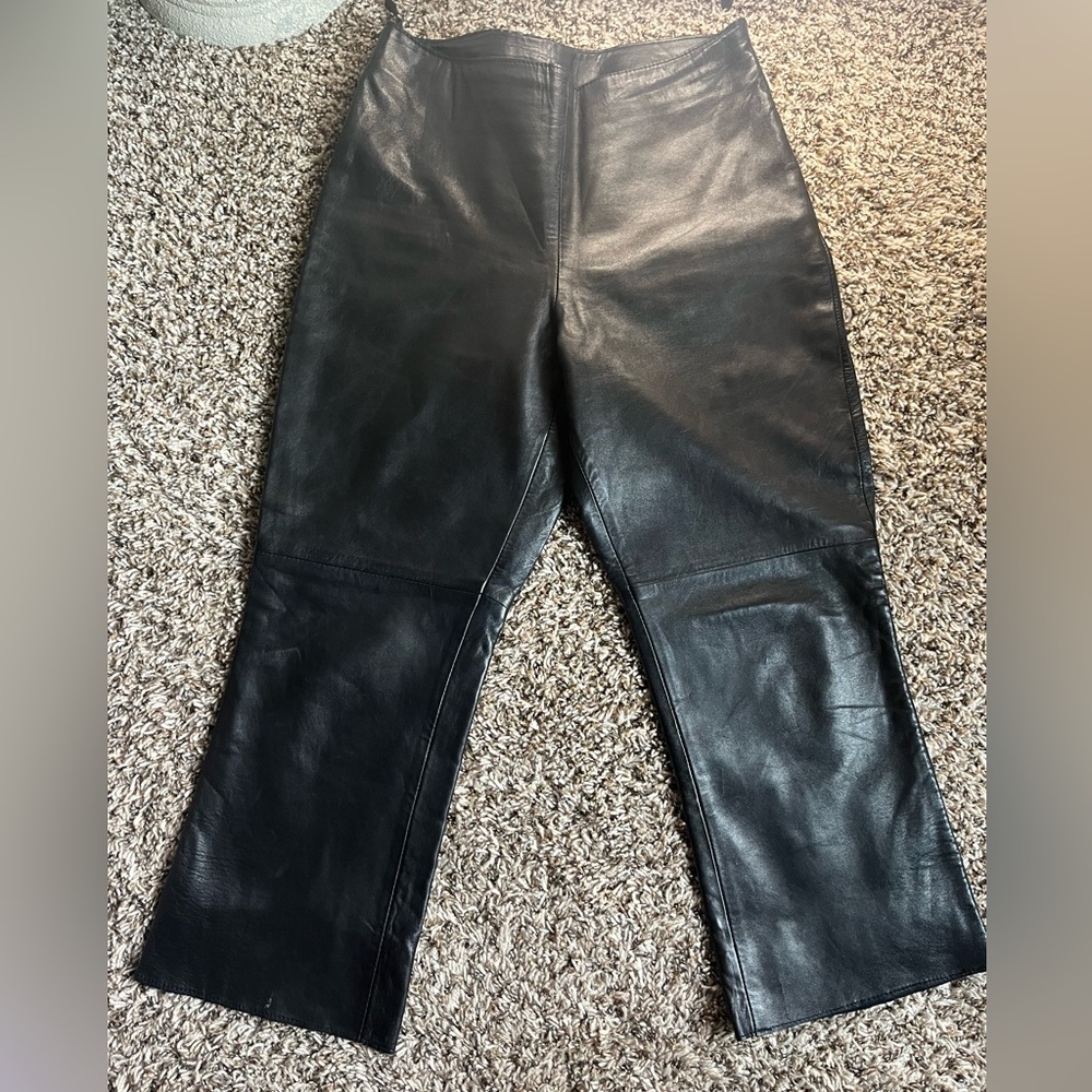 John Carlisle leather cropped pants for women